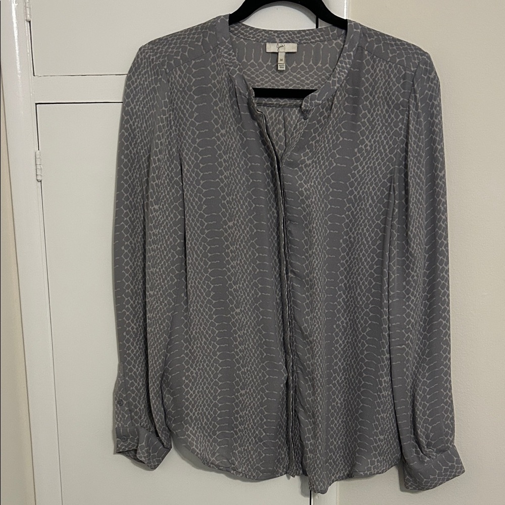 Joie Gray Snakeskin Patterned Blouse